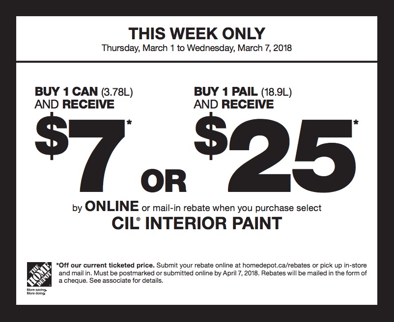 The Home Depot Canada Paint Coupons Save 7 or 25 By MailIn or