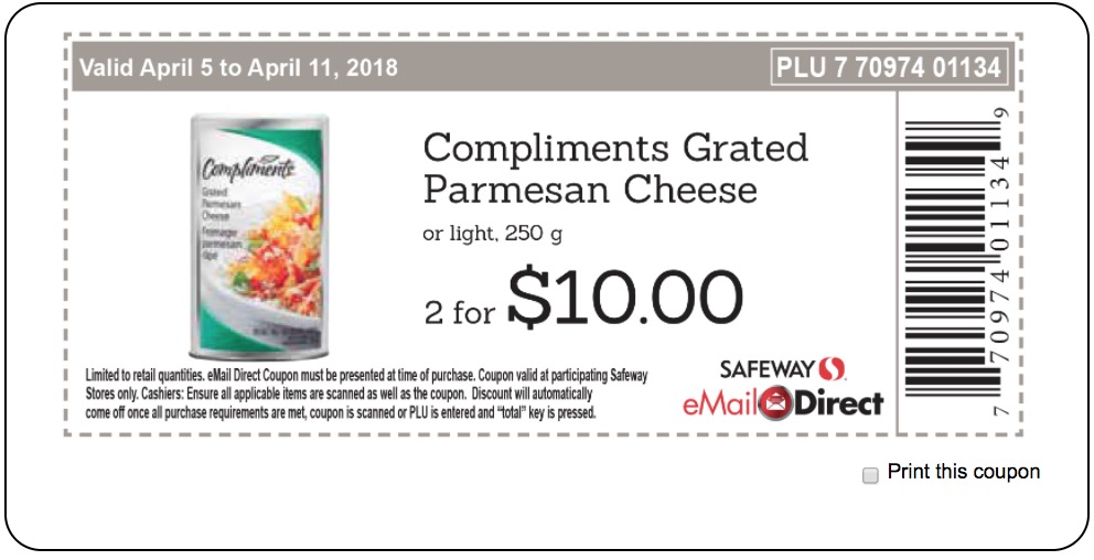 Safeway, Sobeys Canada Weekly Coupons Compliments Grated
