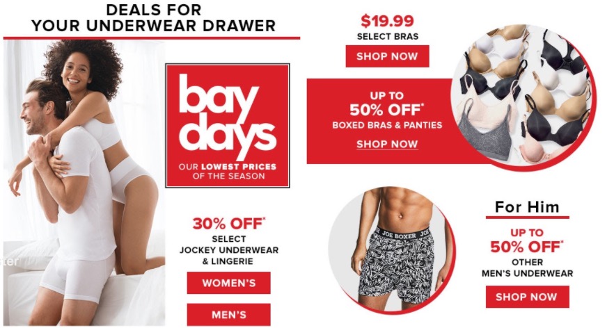 Hudson's Bay Canada Bay Days Sale: Save 30% off Jockey Underwear