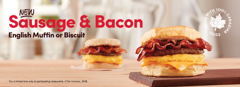 Tim Hortons Canada NEW Sausage & Bacon English Hot Breakfast Sandwich ...