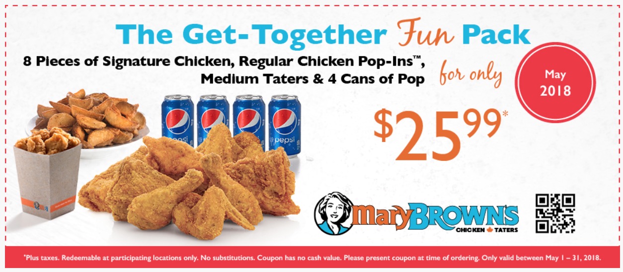 Mary Brown's Chicken & Taters Canada May Coupons Get 8 Pieces of