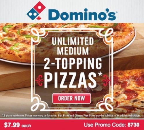 Domino's Pizza Canada Promotions: Unlimited Medium 2-Topping Pizzas for ...