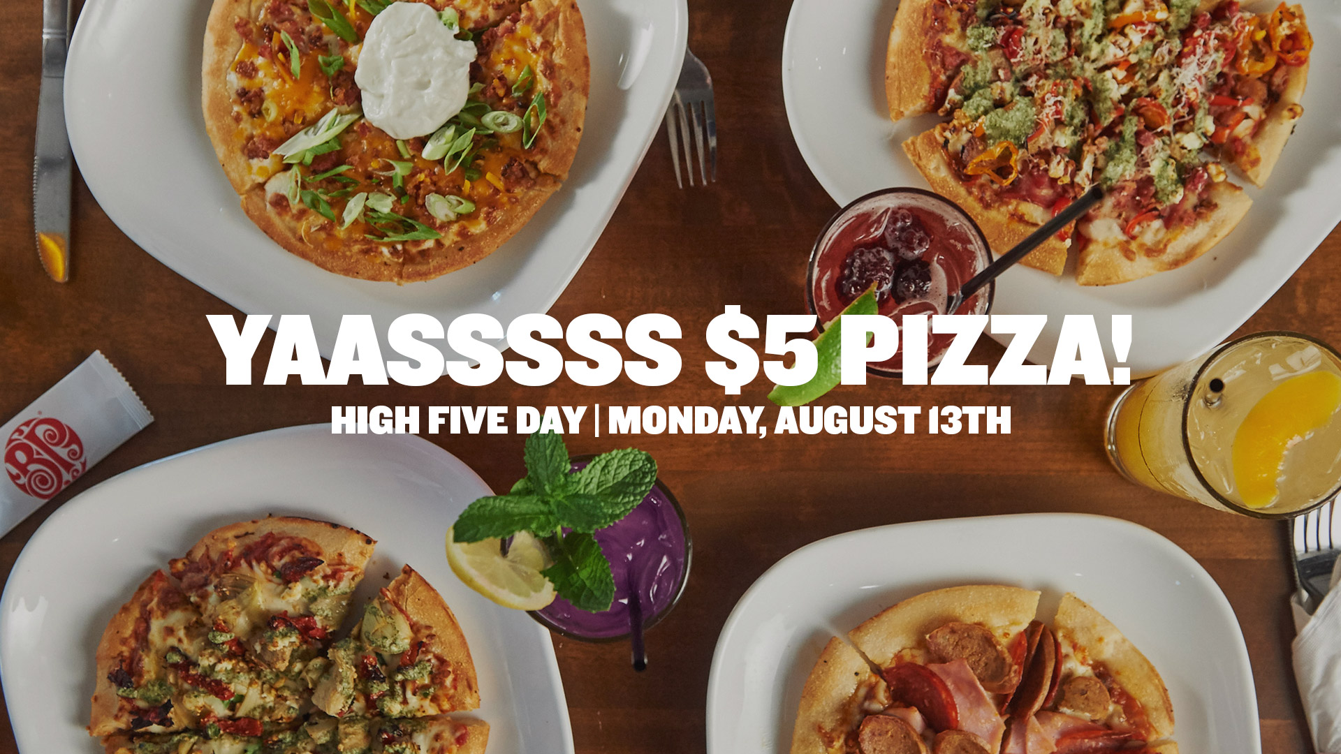 Boston Pizza Canada High Five Day Offer 5 Pizza on August 13