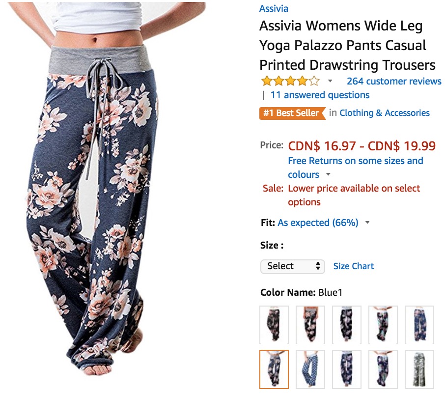 Assivia Womens Wide Leg Yoga Palazzo Pants Casual Printed Drawstring Trousers