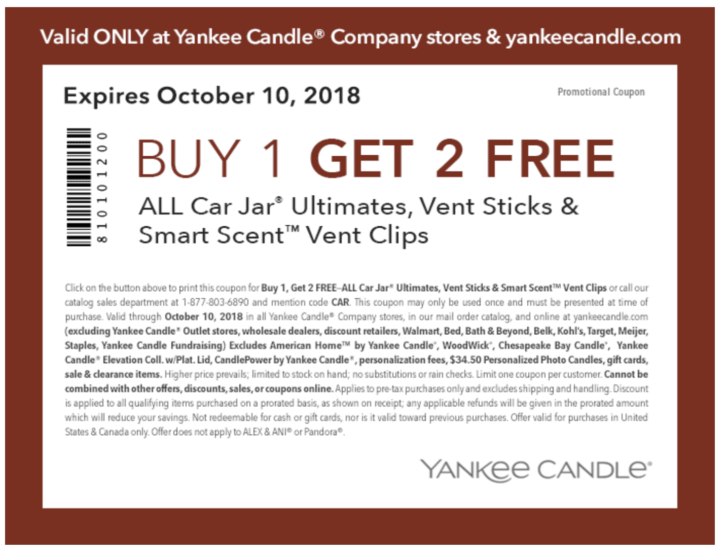 Yankee Candle Canada Coupon Buy 1 Get 2 FREE Canadian Freebies