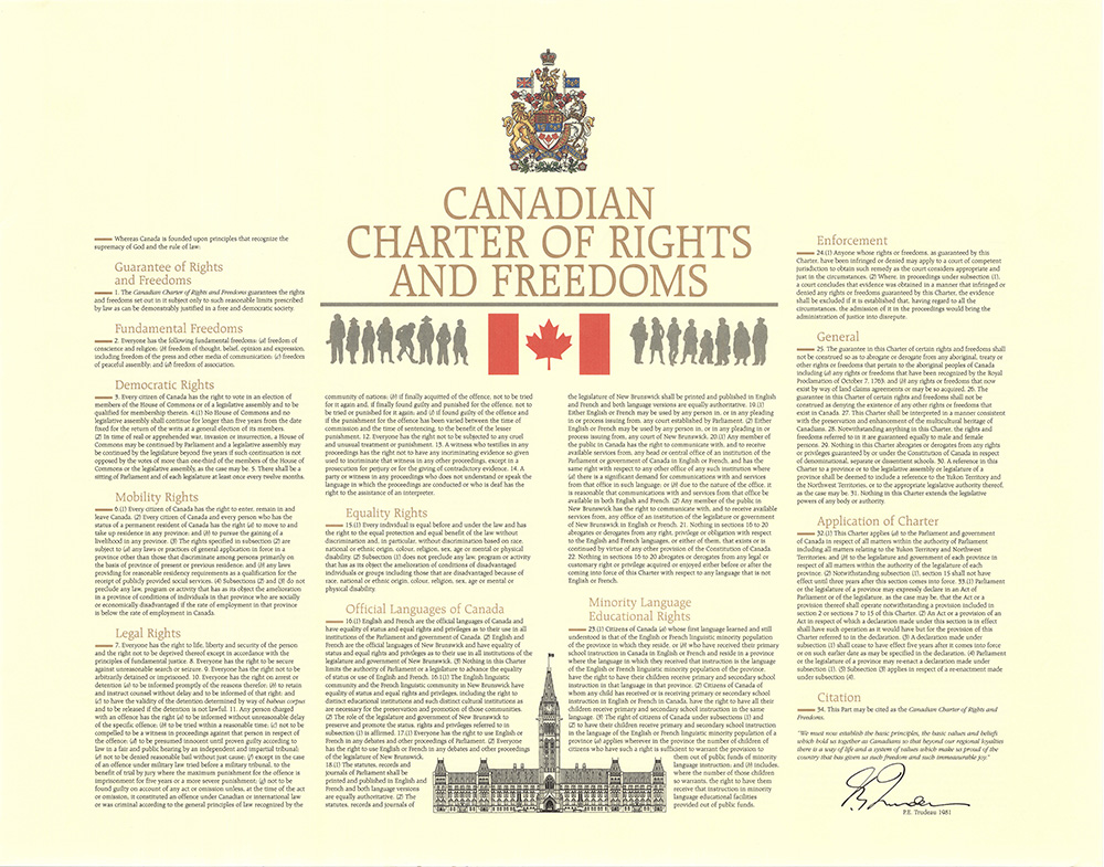FREE Order or Download of Canadian Charter of Rights and Freedoms