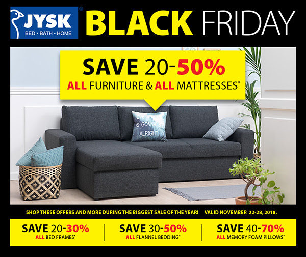 JYSK Canada Black Friday 2018 Sale: Save 20%-50% Off All Furniture