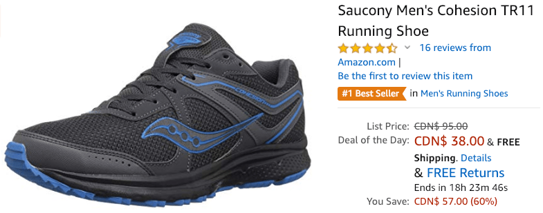 saucony amazon deal of the day