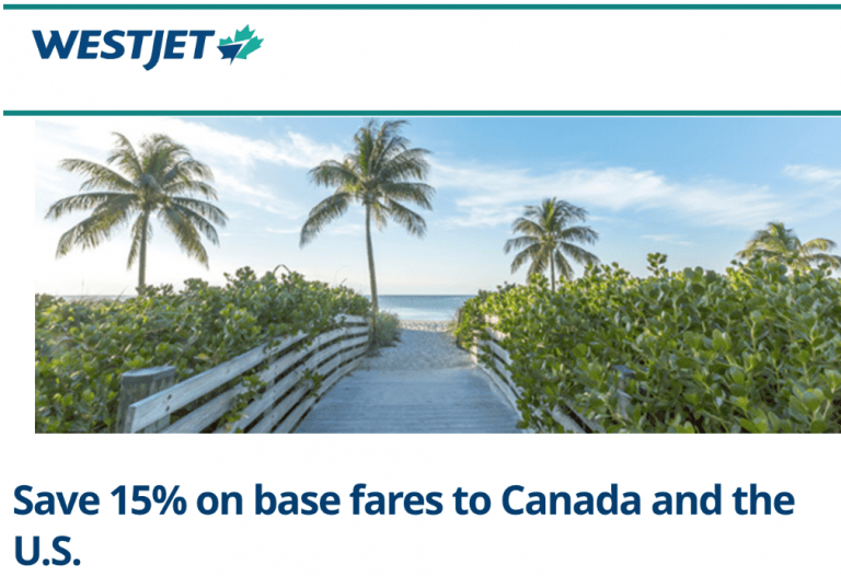 WestJet Canada Flights/Tickets Sale Today, Save 15 Off on Base Fares