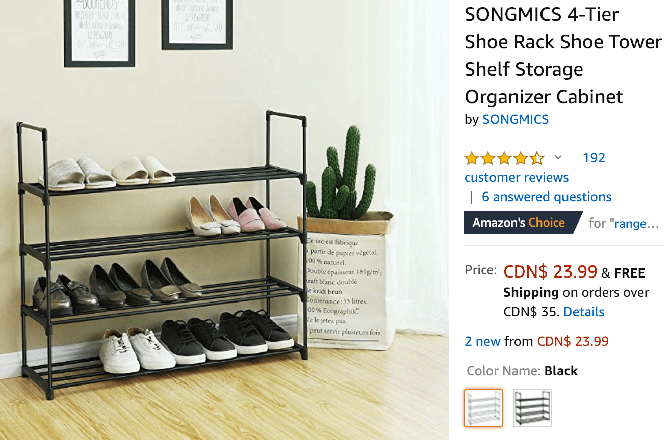 Amazon Canada Deals Of The Day Songmics 4 Tier Shoe Rack For 22 49 Canadian Freebies Coupons Deals Bargains Flyers Contests Canada