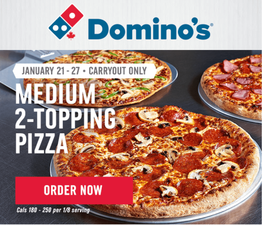 Domino's Pizza Canada Promotion: This Week, Get Medium 2-Topping Pizza ...