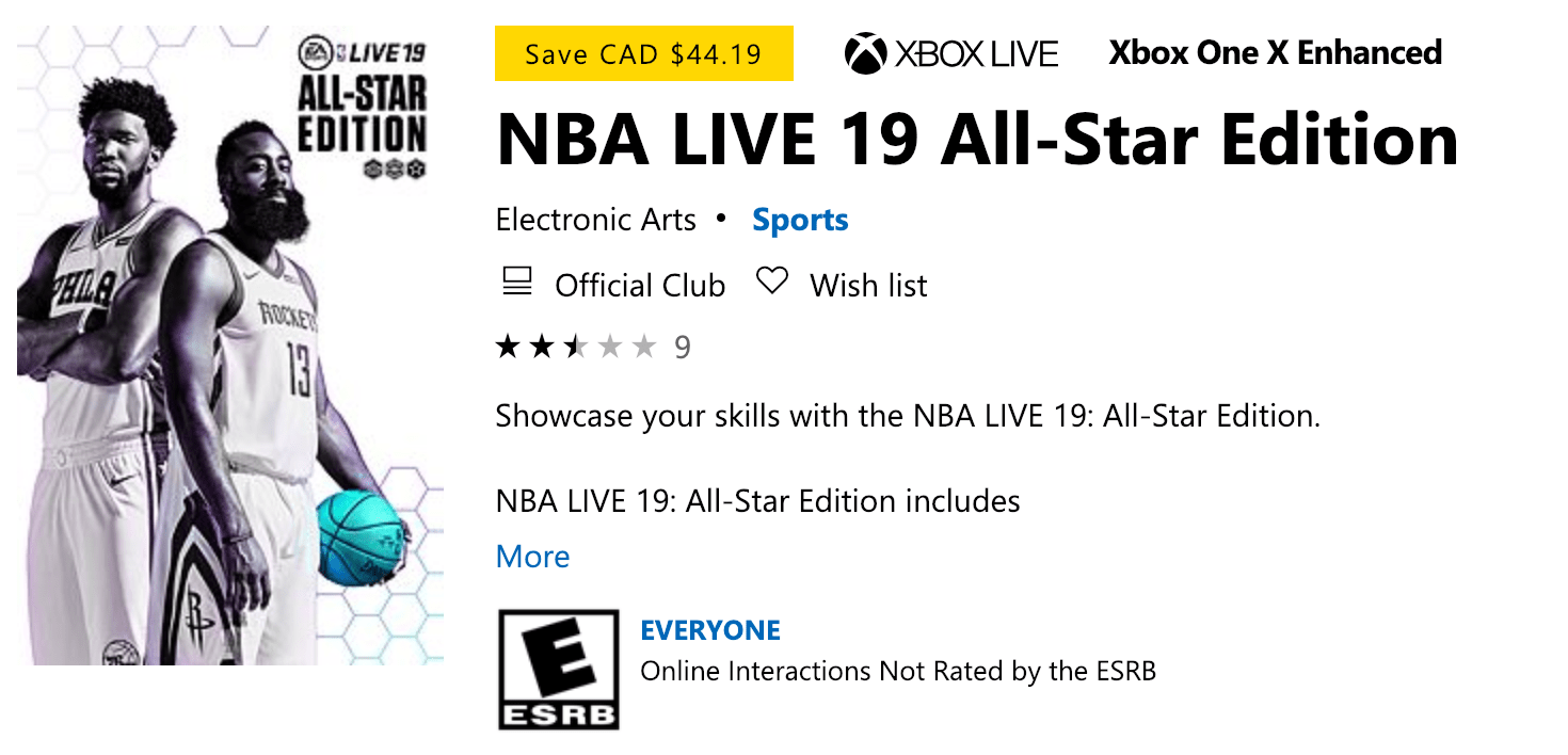 NBA Live 19 All-Star Edition Save 85% Off on PlayStation and Xbox