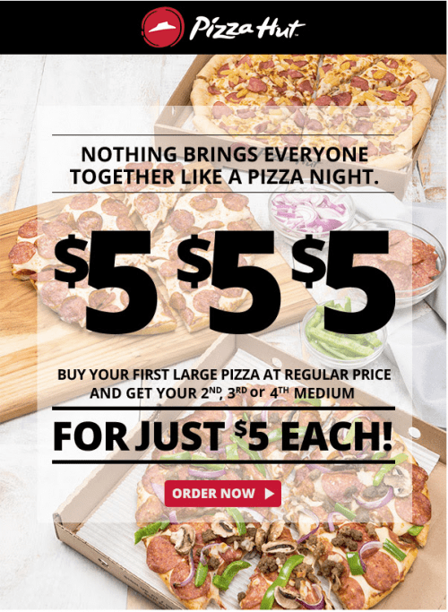 Pizza Hut Canada 5 5 5 Offers Order Any Large Pizza and Get the 2nd