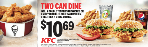 KFC Canada New Coupons: Two Can Dine with two Double Tender sandwich ...