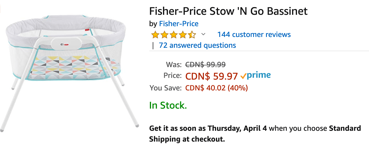 fisher price stow and go bassinet canada