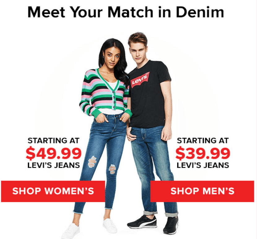 Hudson's Bay Canada Bay Days Deals: Levi's Jeans Starting at $ for  Women's & $ for Men's + $10 Off $50 Beauty Purchase with Promo Code -  Canadian Freebies, Coupons, Deals, Bargains,