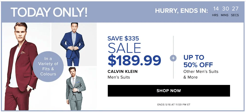 Hudson’s Bay Canada Flash Sale: Save 64% on Calvin Klein Suits for $189 ...