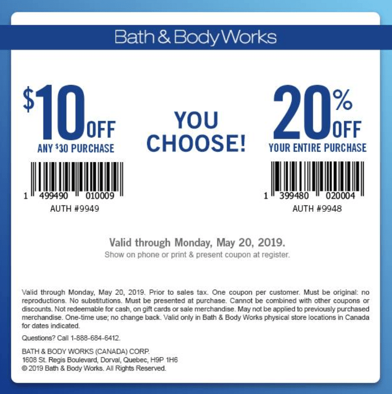 Bath Body Works Canada Coupons Save 10 Off Any 30 Purchase 20 Off   Screen Shot 2019 05 17 At 1.24.29 PM 