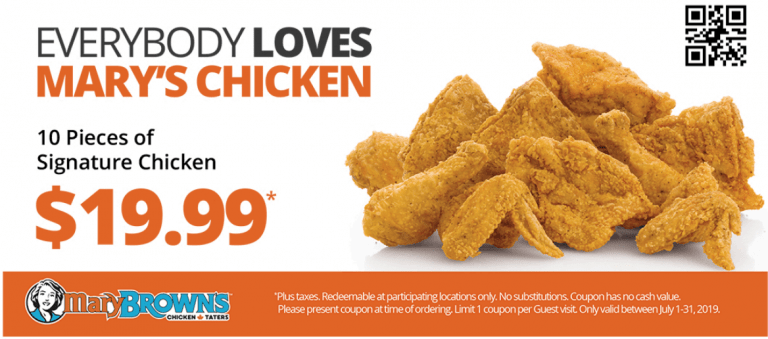 Mary Brown's Chicken &amp; Taters Canada July Coupon: Get 10 Pieces of ...