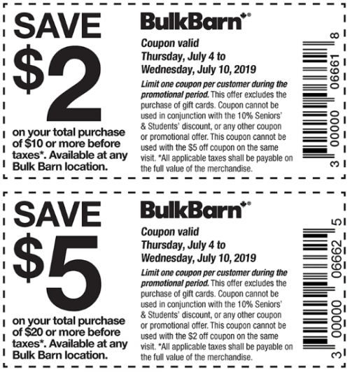 Bulk Barn Canada Coupons Save 2 Off Your Total Purchase of 10 or 5