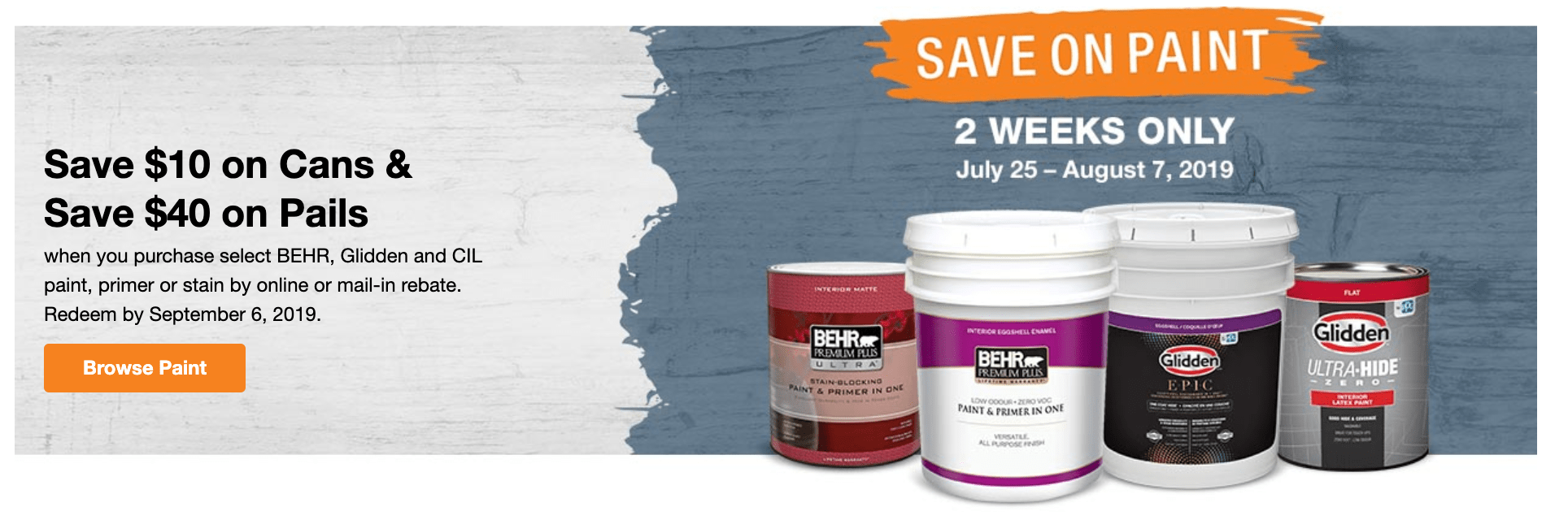 The Home Depot Canada Sale Save 10 40 Off Paint 15 Off