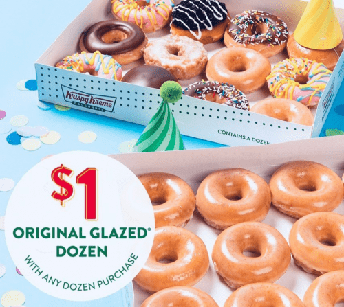 Krispy Kreme Canada Birthday Offer: $1 Original Glazed Dozen Donuts ...