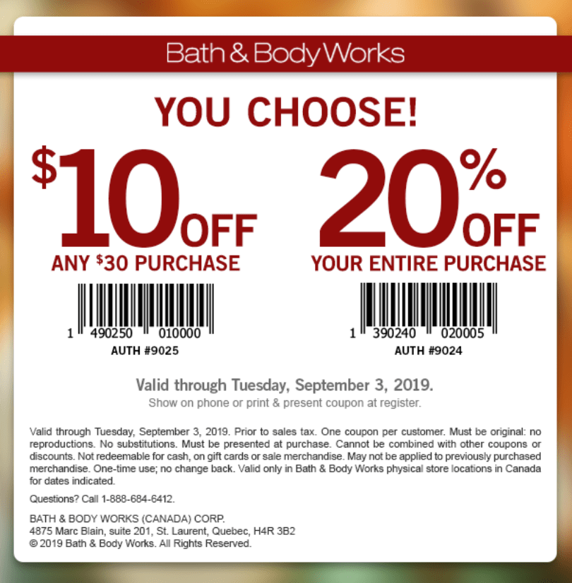 bath and body works canada coupon