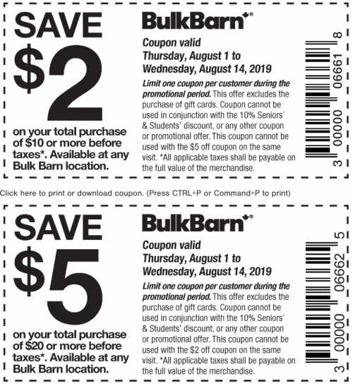 Bulk Barn Canada Coupons Save 2 to 5 Off Your Purchase Using Coupons Canadian Freebies