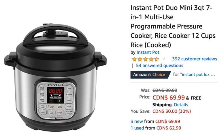 Amazon Canada Deals: Save 30% Instant Pot Duo Mini 3qt 7-in-1 Multi-Use ...