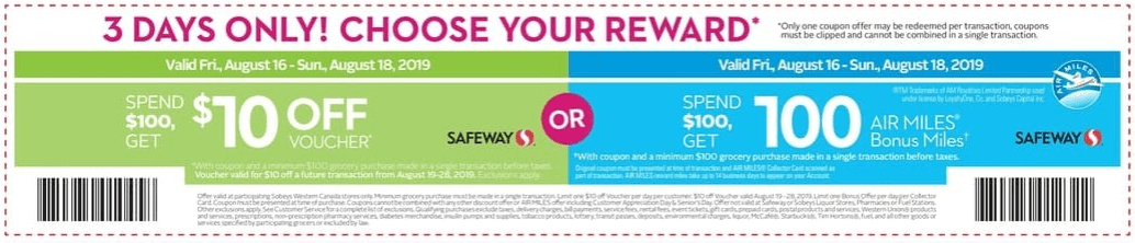 Safeway, Sobeys Canada Weekly Coupons Spend 100 Get 10