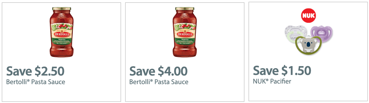 Walmart Canada New Coupons Save 6 50 Off Bertolli Pasta Sauces 1 50 Off Nuk Pacifier Hot Canada Deals Hot Canada Deals