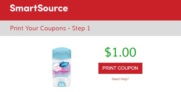 Canadian Coupons Save 1 On Secret Deodorant *Printable Coupon