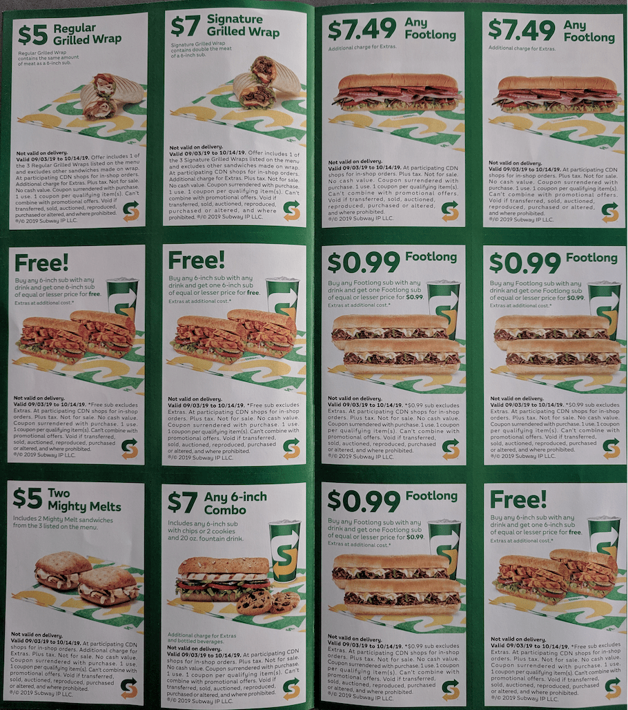 subway coupons