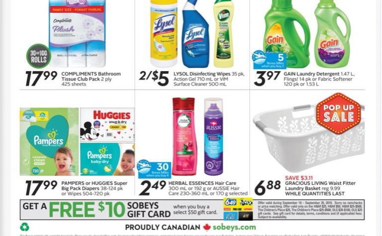 Sobeys Ontario: Get A Free $10 Sobeys Gift Card When You Purchase Select $50 Gift Cards