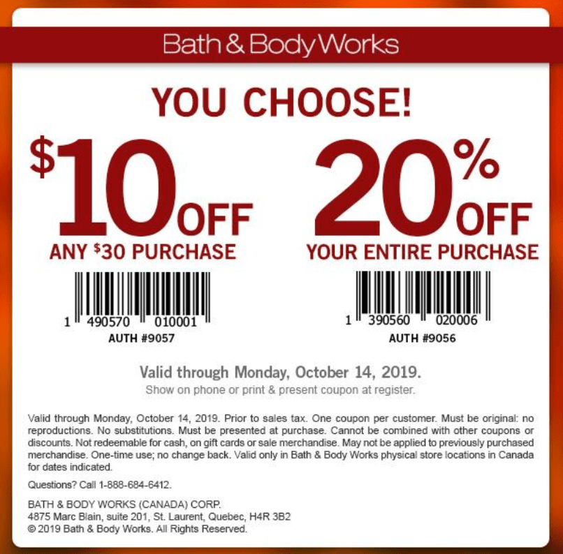 Bath Body Works Printable Coupons