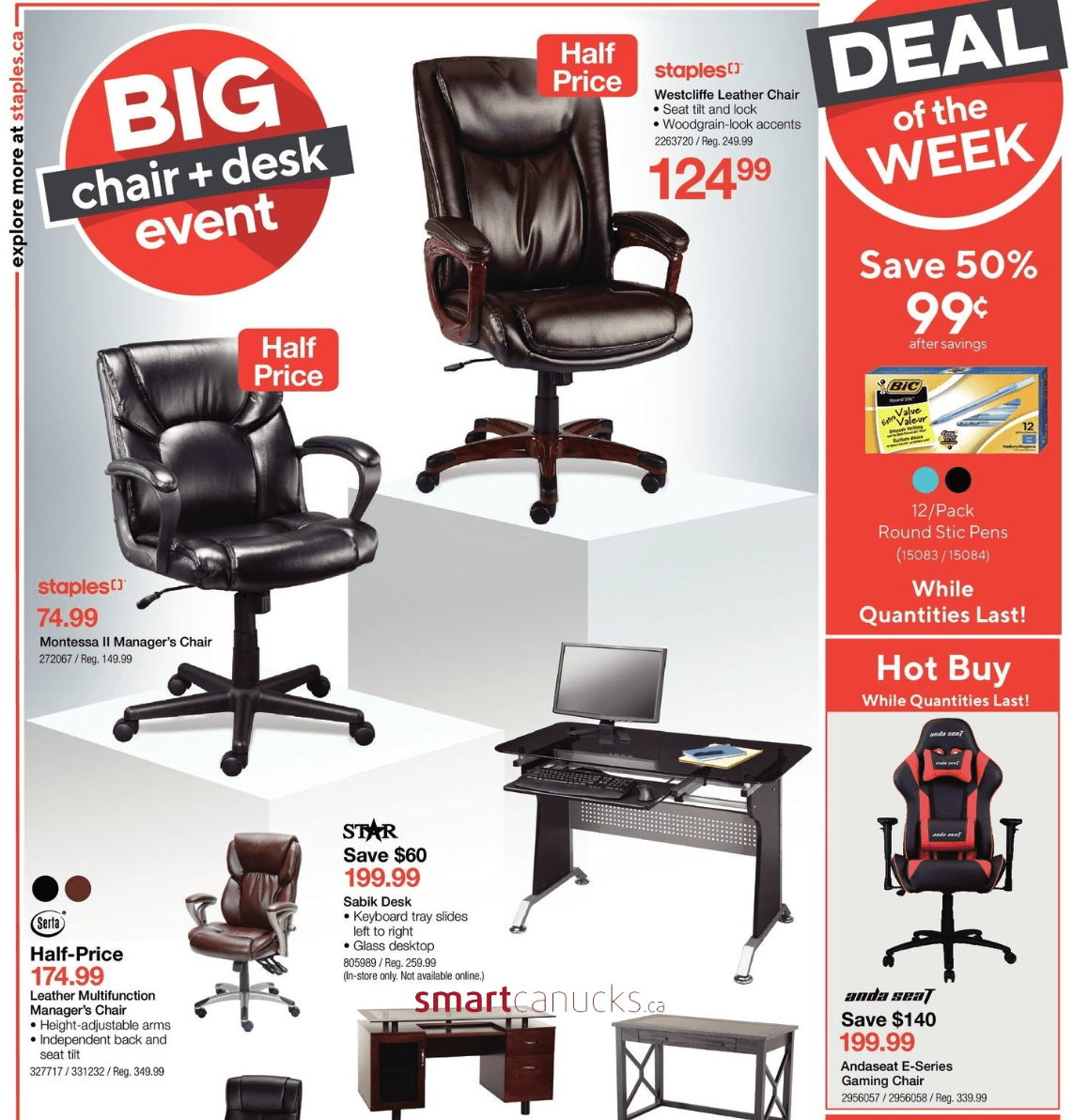 Staples Canada Big Chair Desk Event Save Up To 50 On Selected