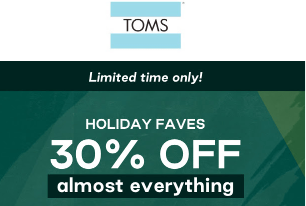 TOMS Canada Pre Black Friday Sale Save 30 off Everything with Coupon