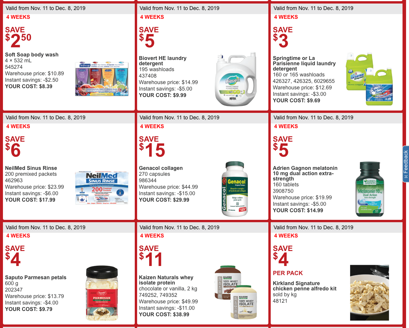 Costco Canada More Savings Weekly Coupons/Flyers for: Quebec, November 25 – December 1