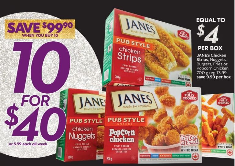 Sobeys Ontario Janes Chicken 40 For 10 Boxes Friday November 29th Canadian Freebies, Coupons