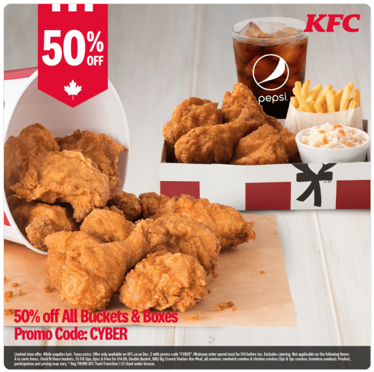 KFC Canada Cyber Monday 2019 Deals Save 50 Off All Buckets and Boxes