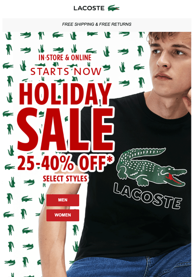 lacoste free shipping