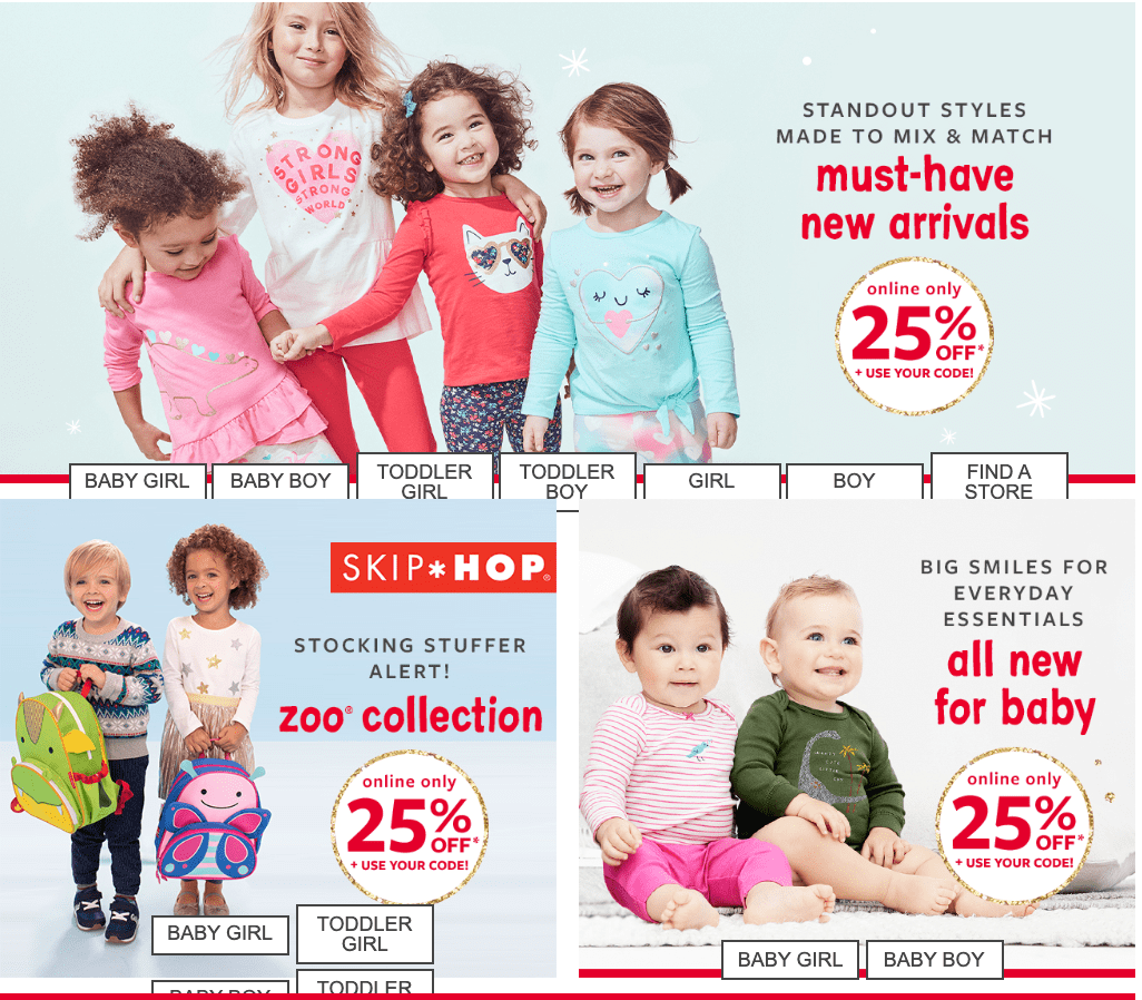 Carter’s OshKosh B’gosh Canada Online Holiday Deals Today, Save 25