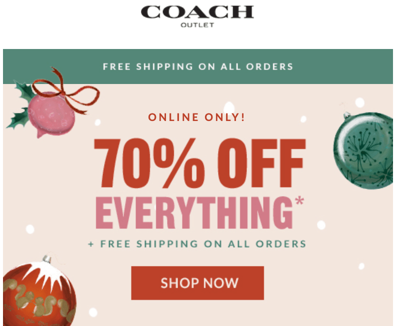 Coach Outlet Canada Boxing Week Sale: Save 70% off Everything + Extra 20%  Off with Coupon Code + FREE Shipping within Canada! - Canadian Freebies,  Coupons, Deals, Bargains, Flyers, Contests Canada Canadian
