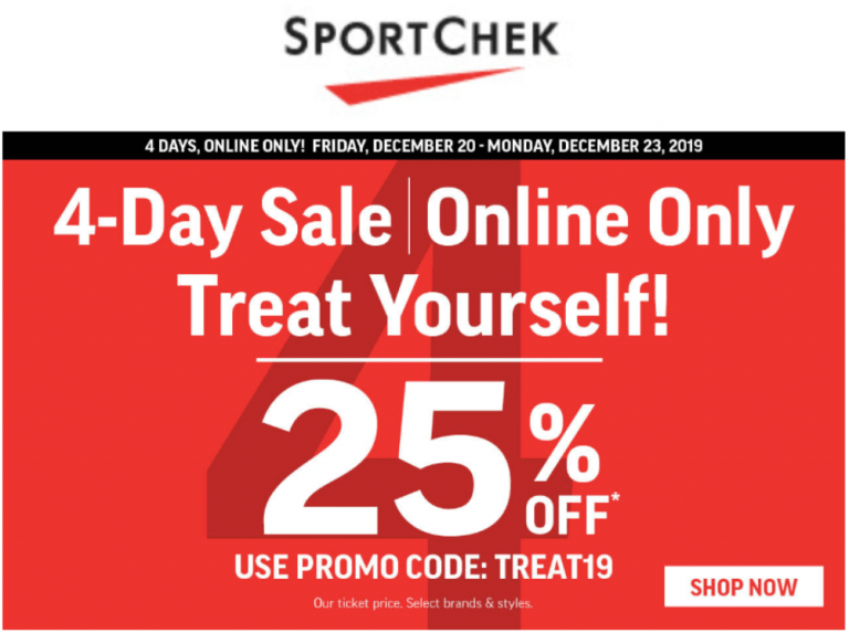 Sport Chek Canada Pre Boxing Day 4Day Online Sale Save 25 Off with