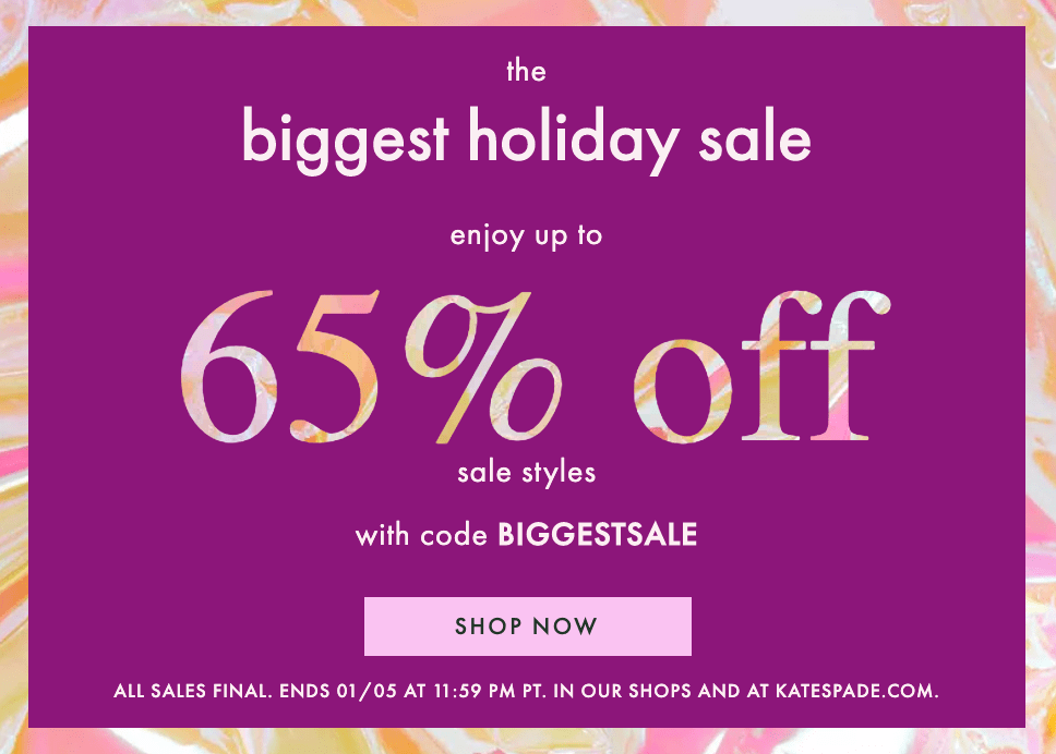 Kate Spade The Biggest Holiday Sale: Save 65% off Sale Styles with Coupon  Code! - Canadian Freebies, Coupons, Deals, Bargains, Flyers, Contests  Canada Canadian Freebies, Coupons, Deals, Bargains, Flyers, Contests Canada