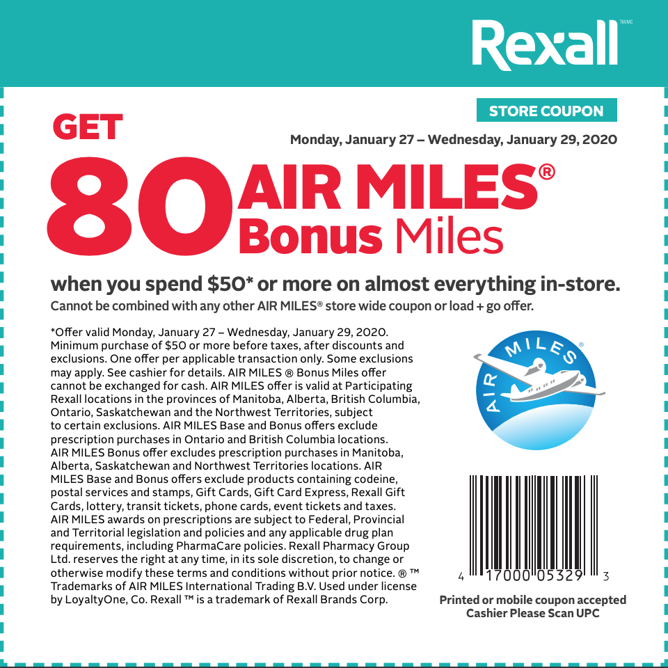 Rexall Canada Coupons: Get 80 Bonus Air Miles When You ...