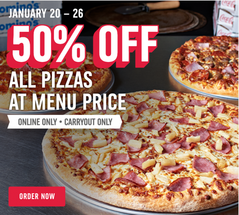 Domino’s Pizza Canada Special Offer Save 50 Off All Pizzas When You