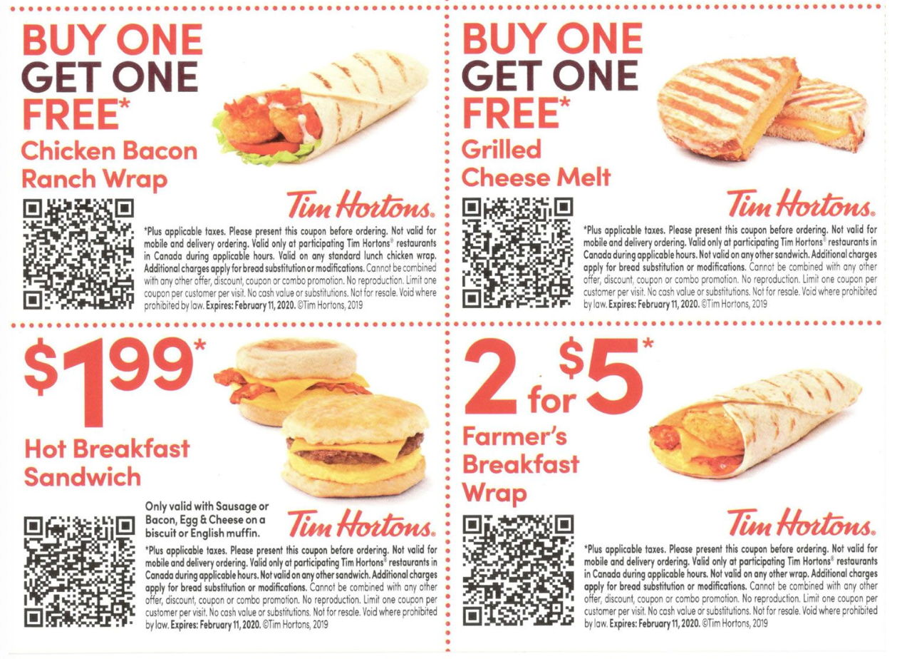 Tim Hortons Canada Coupons Buy One Get One FREE More Coupons