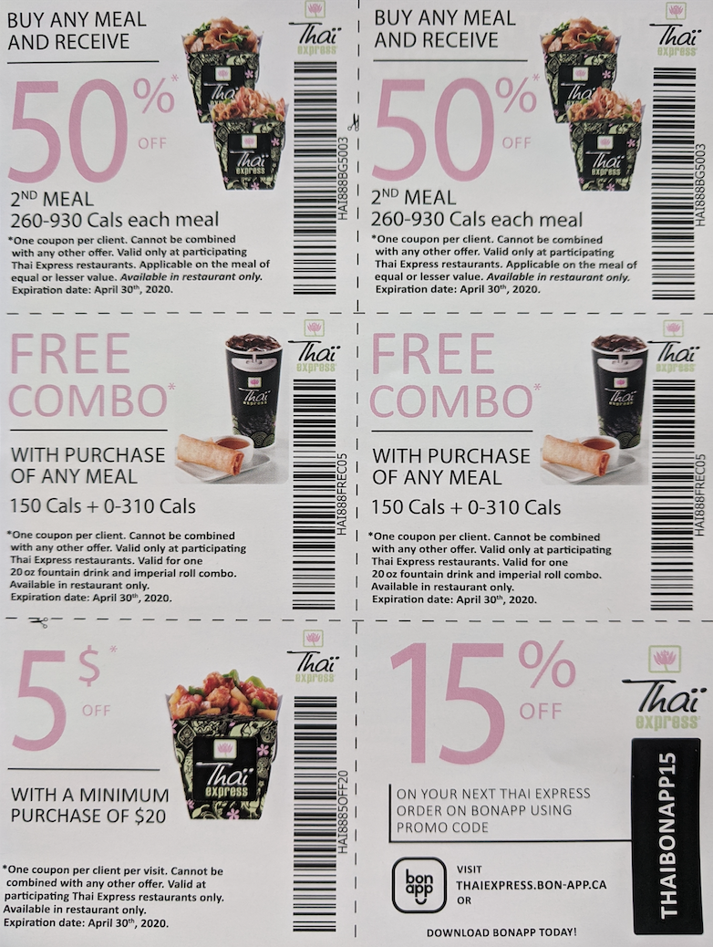 Thai Express Canada Coupons: Buy Any Meal, Get Second 50% off + More Coupons  - Canadian Freebies, Coupons, Deals, Bargains, Flyers, Contests Canada  Canadian Freebies, Coupons, Deals, Bargains, Flyers, Contests Canada