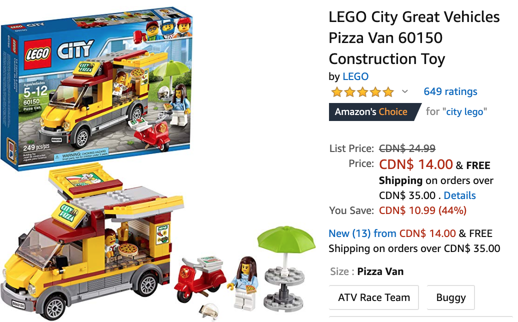 lego city great vehicles pizza van 60150 construction toy